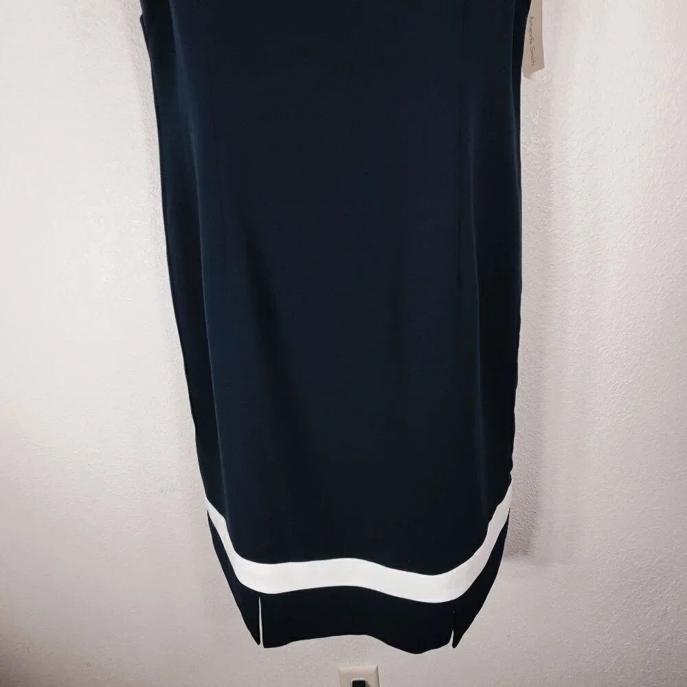 Amanda Smith Womens Black & White Sleeveless Sheath Dress Size 12 Stylish